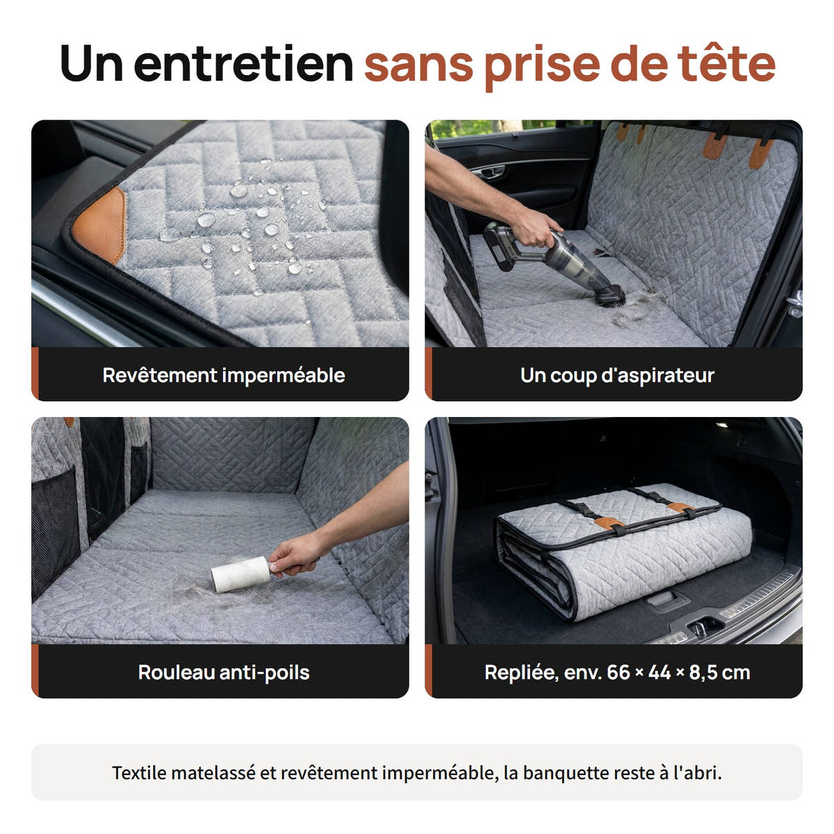 Entretien de la protection voiture pour chien Yzavo, revêtement imperméable, aspirateur, rouleau anti-poils, pliage compact