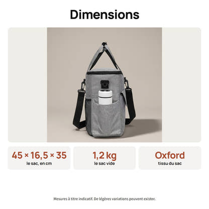 Dimensions du sac de voyage pour chien Yzavo, 45 × 16,5 × 35 cm