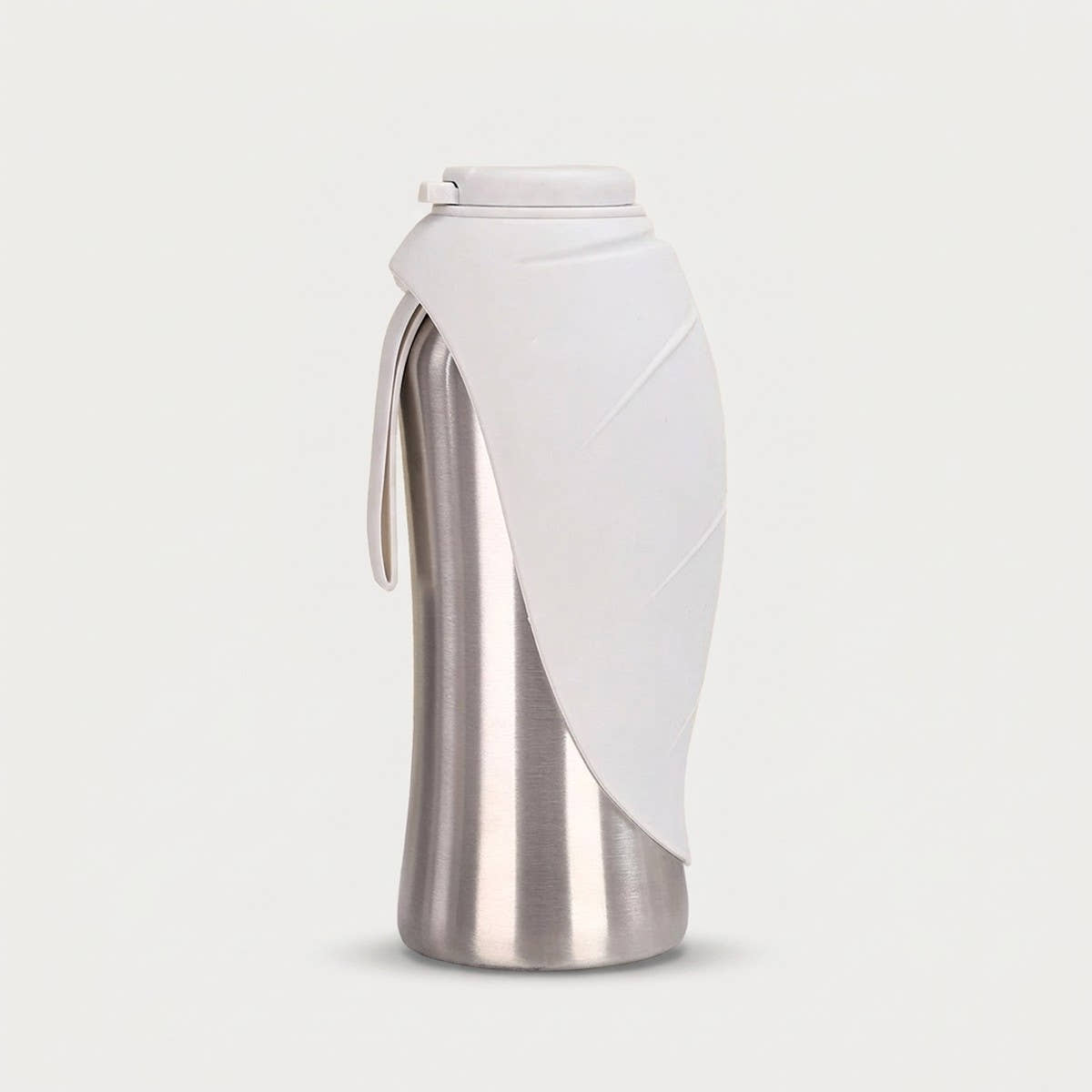 Gourde grand format Yzavo, coloris blanc, acier inoxydable et coque en silicone