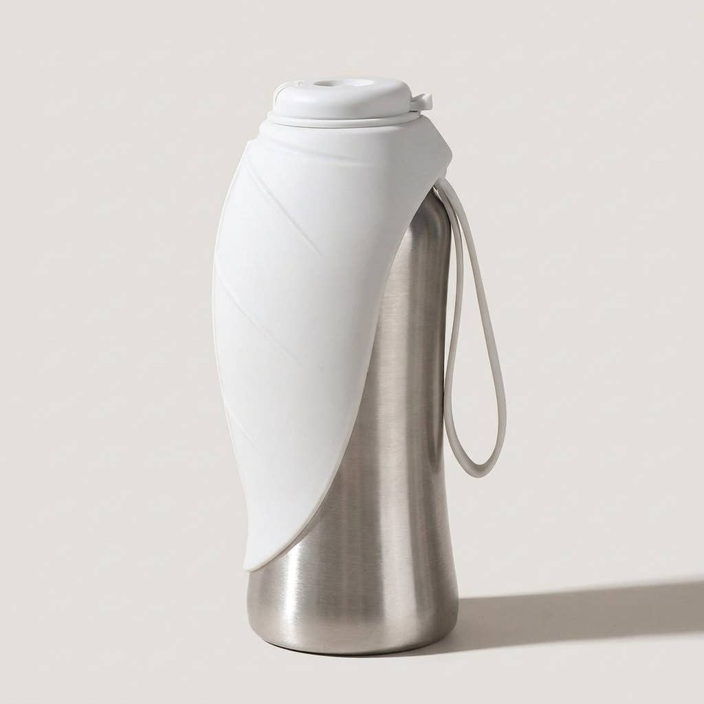 Gourde grand format Yzavo, corps en métal et feuille en silicone blanche