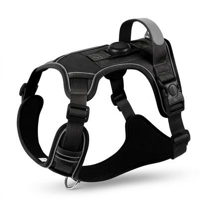 Harnais anti-traction pour chien Yzavo, coloris noir, vu de trois quarts