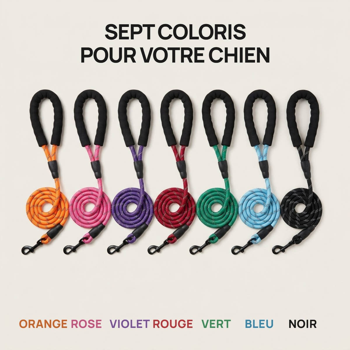 Les sept couleurs de la laisse pour chien Yzavo